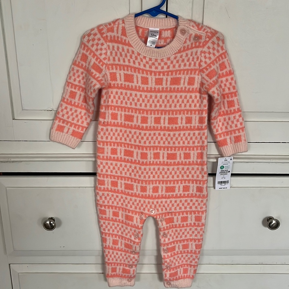 Carters girls 12 month one piece knit romper New